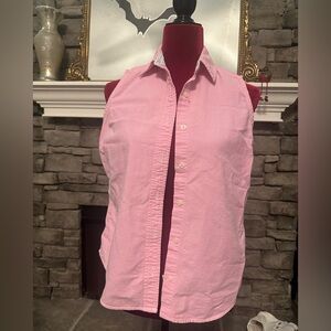 Vintage Tommy Hilfiger Sleeveless Button-Down Shirt | Pink Oxford | Size S